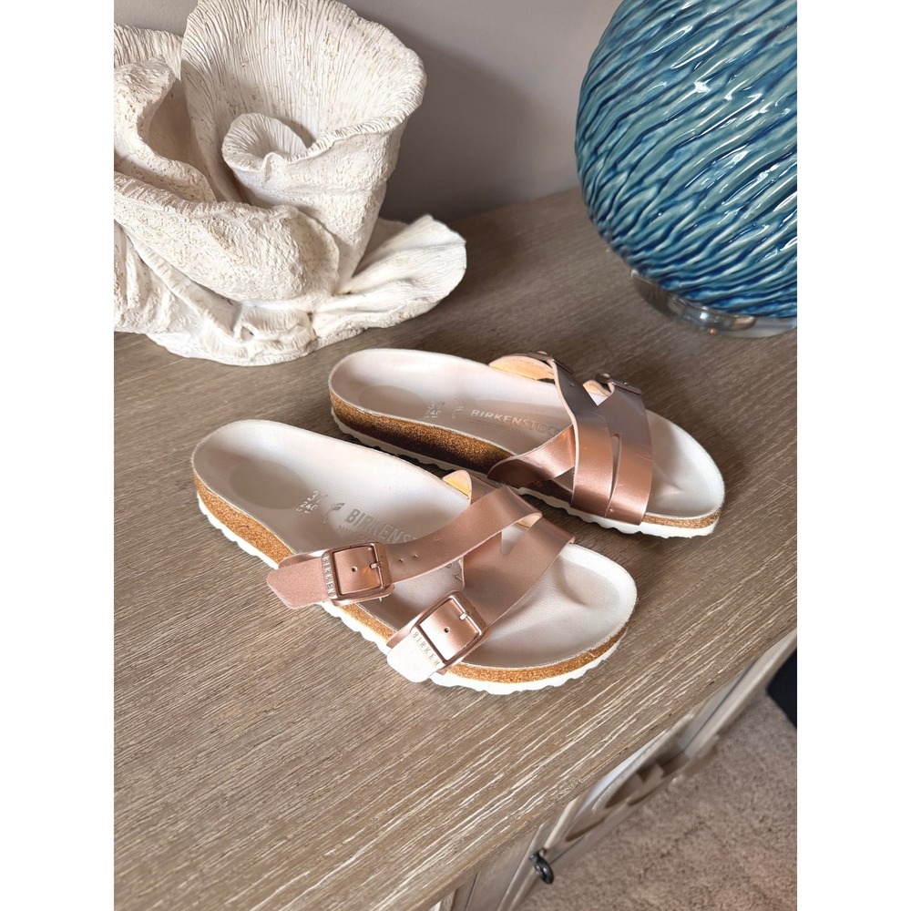 Birkenstock Salina Sandals Womens Metallic Copper Rose Gold Size 37 US 6-6.5